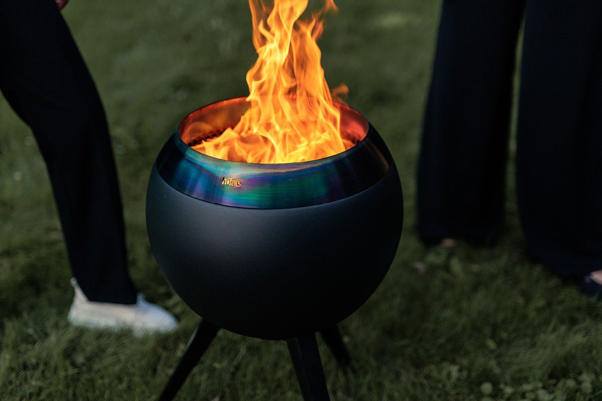 MOON 45 Feuerkorb mit hohem Fuß all black