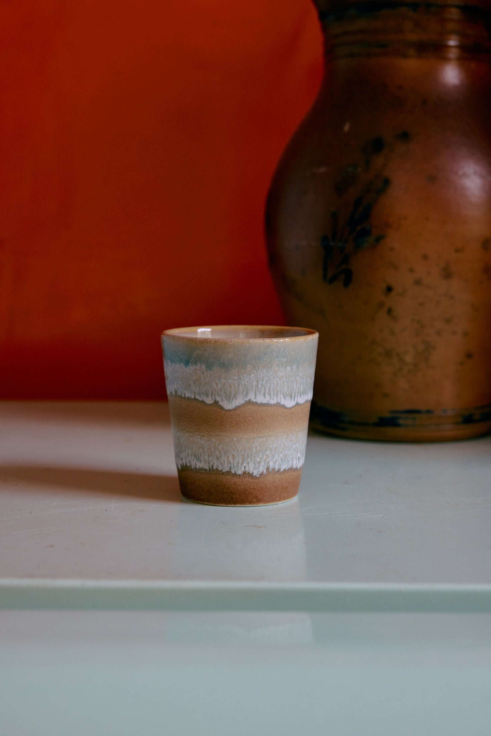 70s ceramics: coffee mugs pop art, set of 4