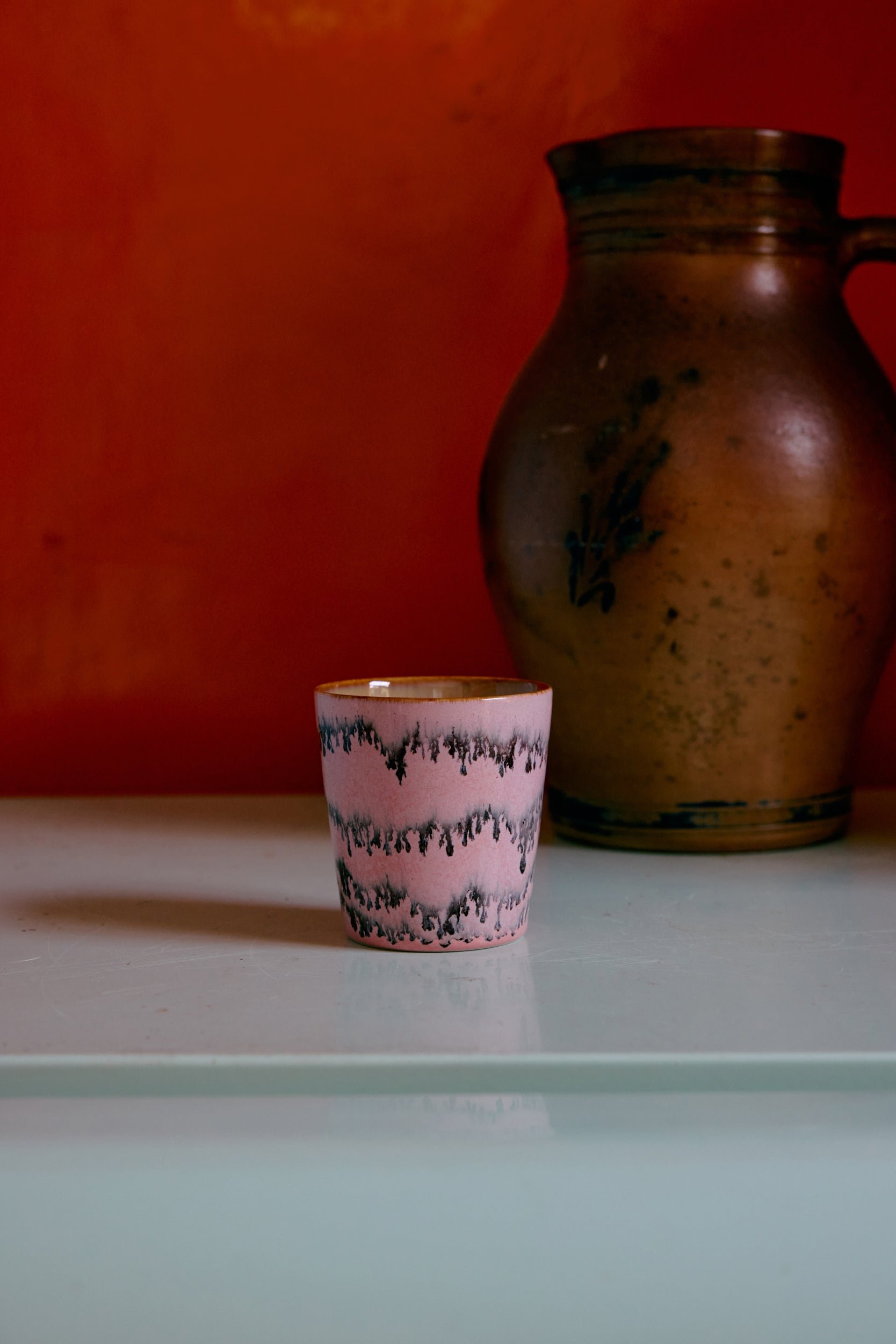 70s ceramics: coffee mugs pop art, set of 4